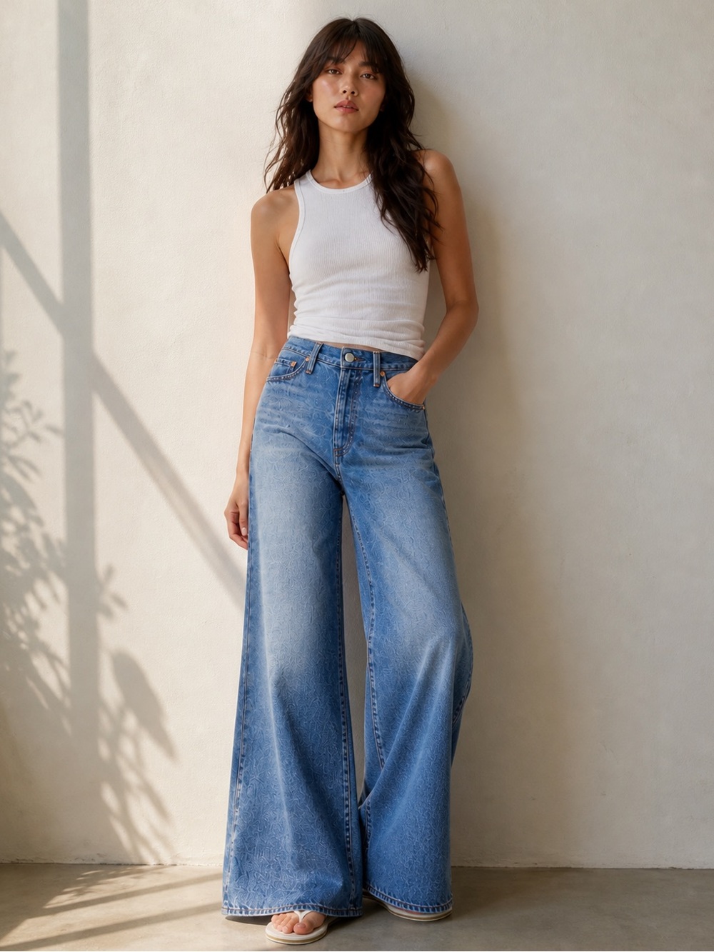 Levi's Ribcage Wide Leg High Rise Jeans 27x32 "Not The Same" Medium Blue NWT